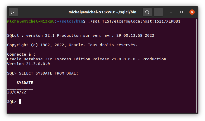 Première ouverture de session pour l’utilisateur TEST